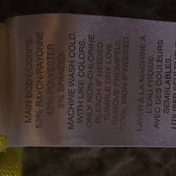 Zella Womens Blouse Yellow Stripe Short Sleeve Stretch‎ Drawstring M New - Picture 9 of 9